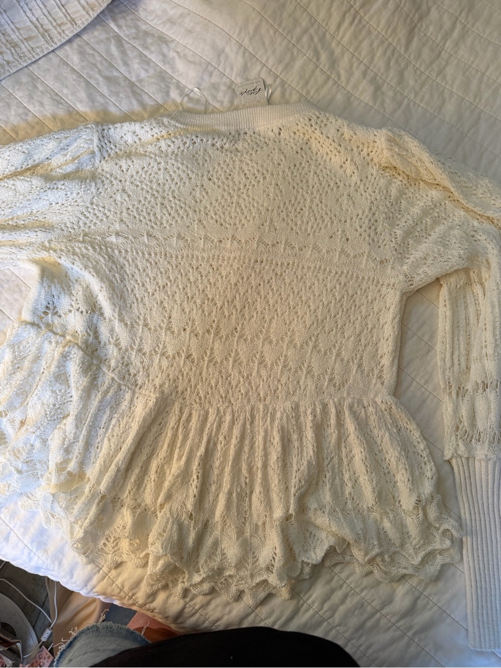 Free People White Lace Knit Scoop Neck Sweater - Picture 11 of 11